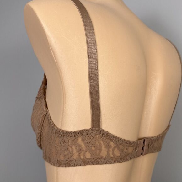 Vintage Fruit of the Loom Bra 36C Helenca Lace Sheer Brown Unlined 4425 - Picture 4 of 9